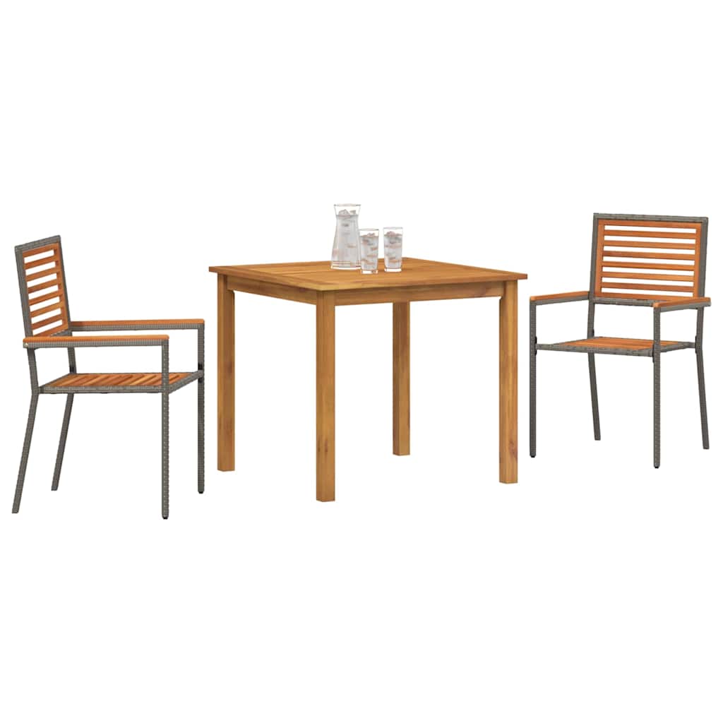 Garden Dining Set 5 pcs Solid Acacia Wood Grey 85 cm table length 2-Seater