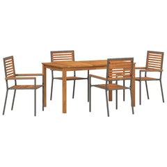 Garden Dining Set 5 pcs Solid Acacia Wood Grey 140 cm table length 4-Seater
