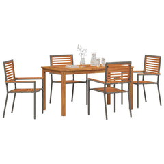 Garden Dining Set 5 pcs Solid Acacia Wood Grey 140 cm table length 4-Seater