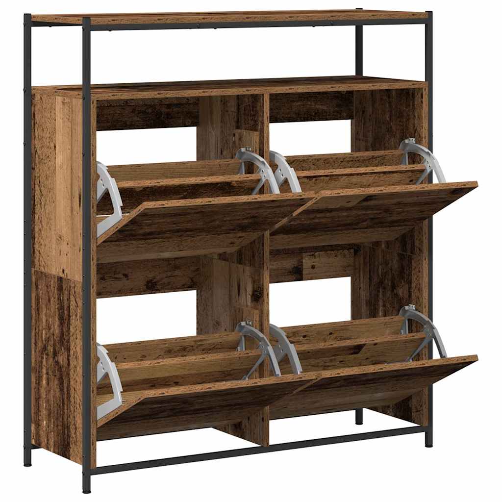 vidaXL Shoe Cabinet 100 x 34 x 112 cm Engineered Wood Old Wood 5