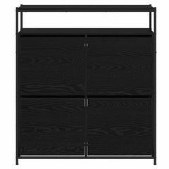 vidaXL Shoe Cabinet 100 x 34 x 112 cm Engineered Wood Black Oak 6