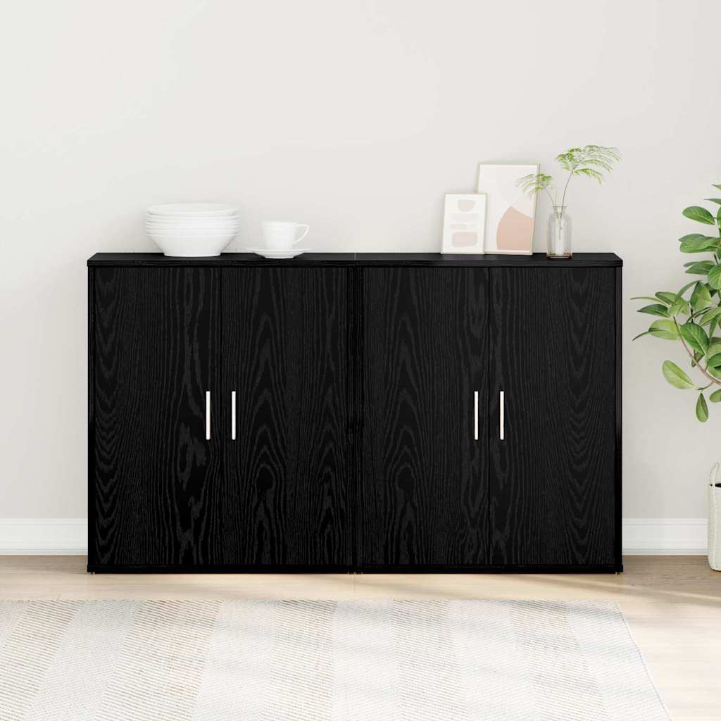 Sideboards 2 pcs 60x31x70 cm Engineered Wood Black oak