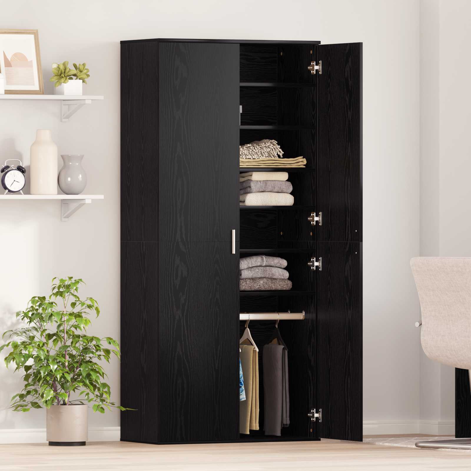 vidaXL Highboard 80 x 39 x 178 cm Engineered Wood Black Oak 4