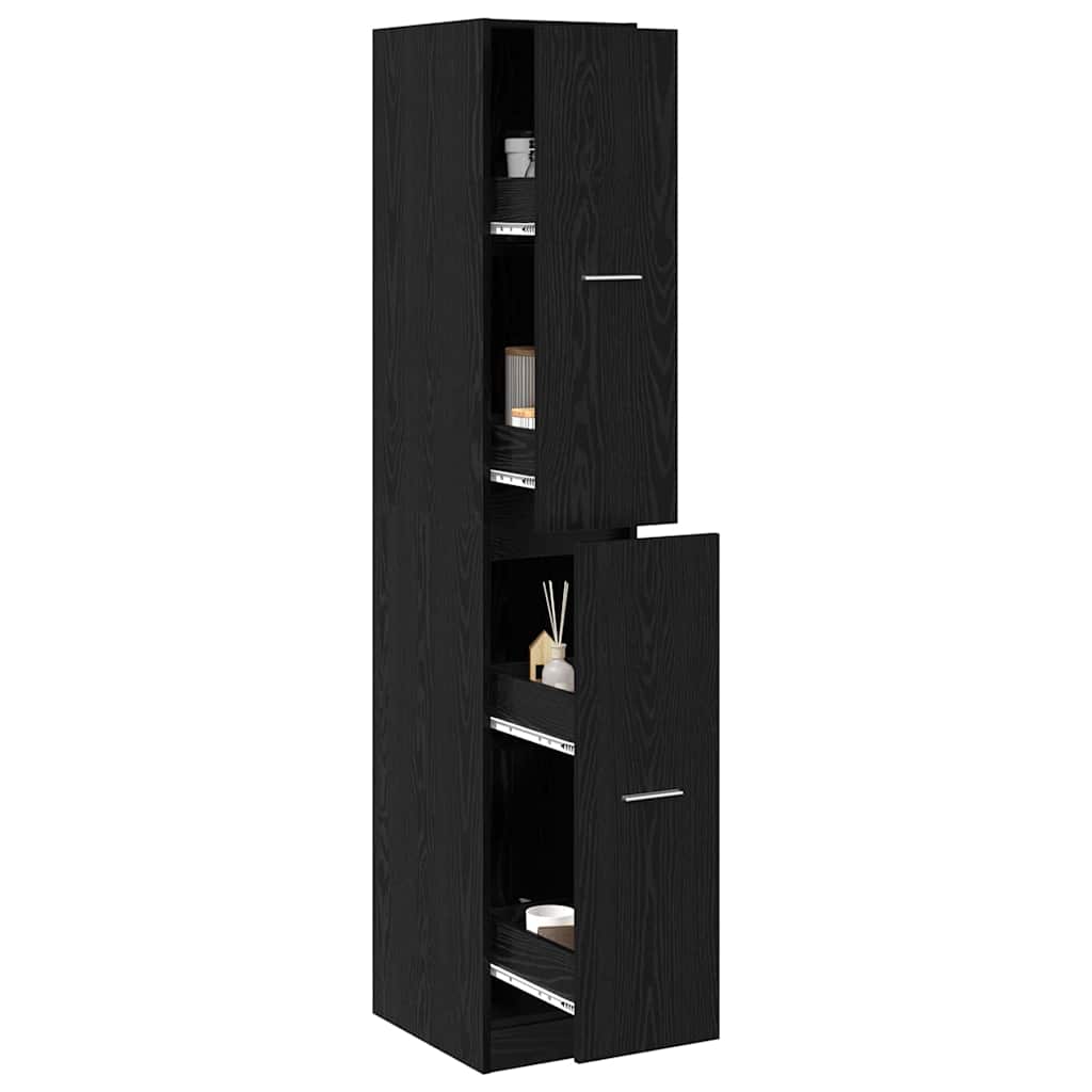 vidaXL Apothecary Cabinet Pattern Pattern 30 x 41 x 174.5 cm Black Oak 3