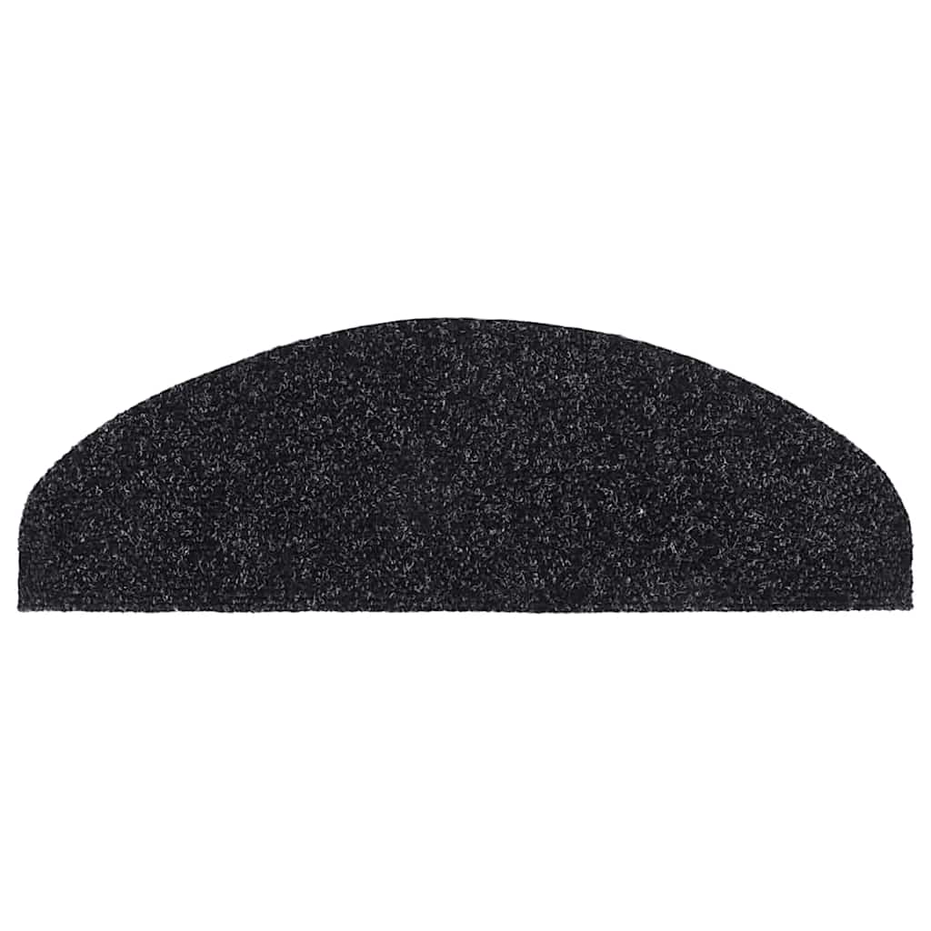 vidaXL Stair Mats Self-adhesive 20 pcs 65x21x4 cm Black Half Round Large 4