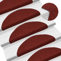 vidaXL Stair Mats Self-adhesive 20 pcs 56x17x3 cm Bordeaux Red Half Round 5