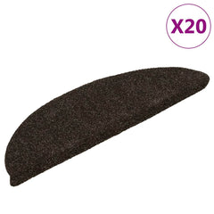 vidaXL Stair Mats Self-adhesive 20 pcs 56x17x3 cm Dark Brown Half Round 2