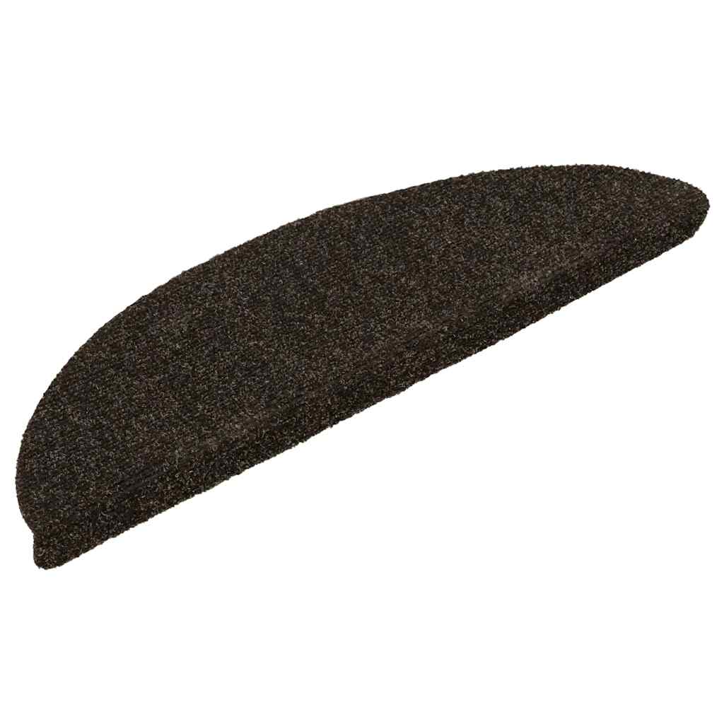 vidaXL Stair Mats Self-adhesive 20 pcs 56x17x3 cm Dark Brown Half Round 3