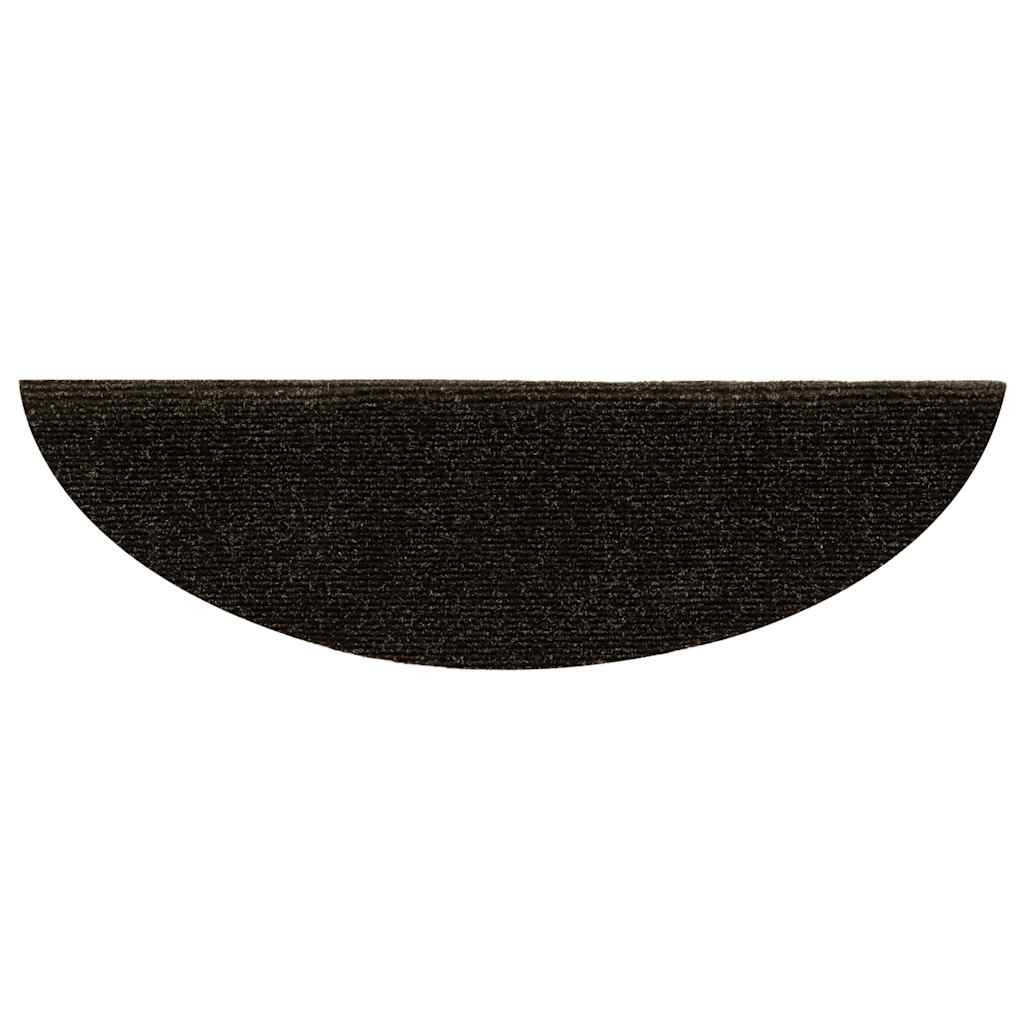 vidaXL Stair Mats Self-adhesive 20 pcs 56x17x3 cm Dark Brown Half Round 5