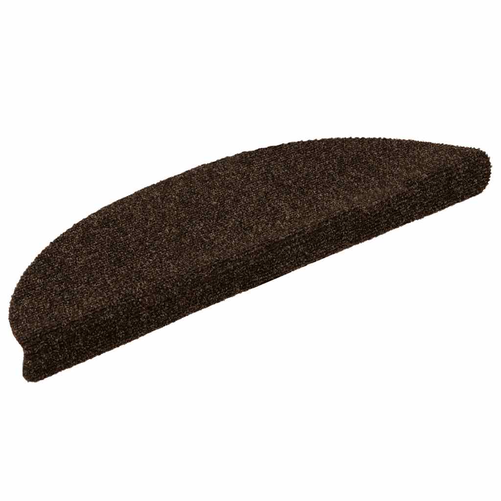 vidaXL Stair Mats Self-adhesive 20 pcs 56x17x3 cm Brown Half Round 2