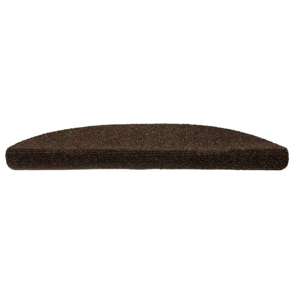 vidaXL Stair Mats Self-adhesive 20 pcs 56x17x3 cm Brown Half Round 3