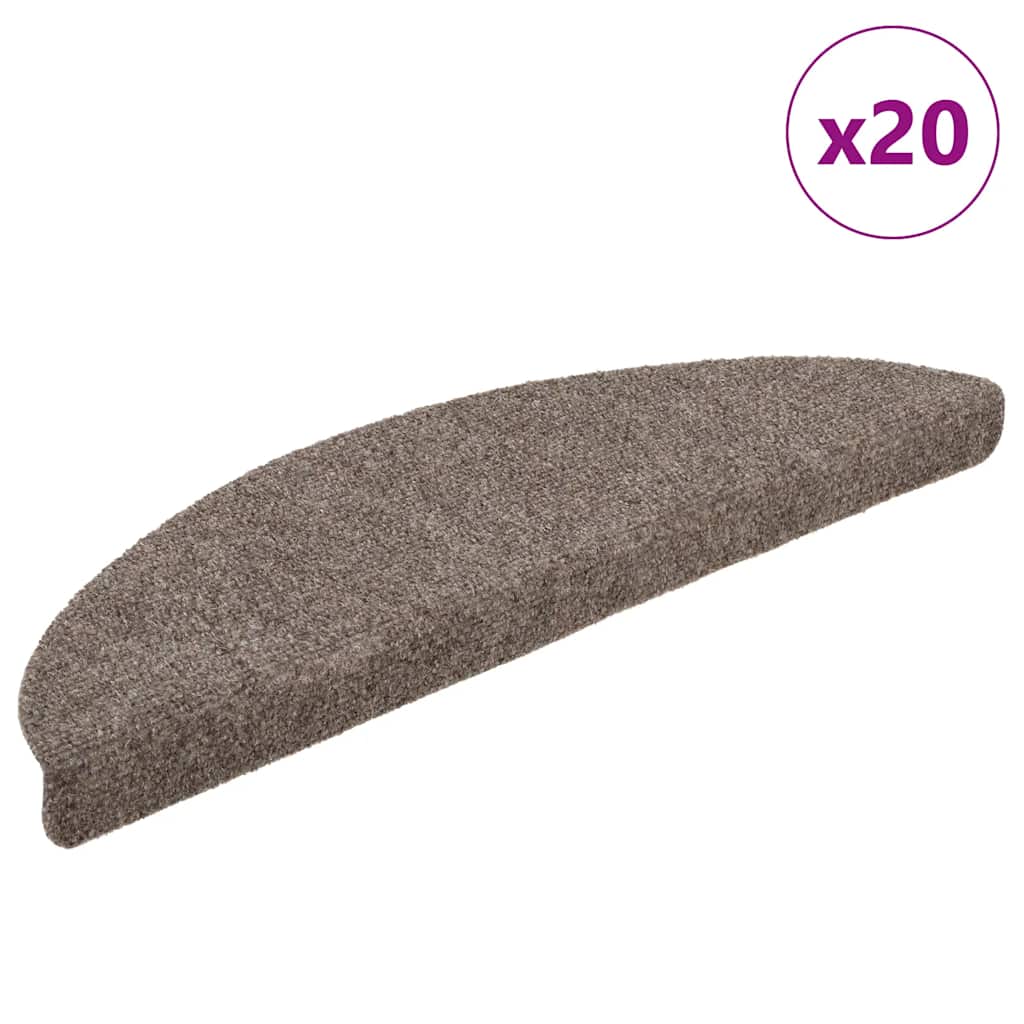 vidaXL Stair Mats Self-adhesive 20 pcs 56x17x3 cm Beige Half Round 1