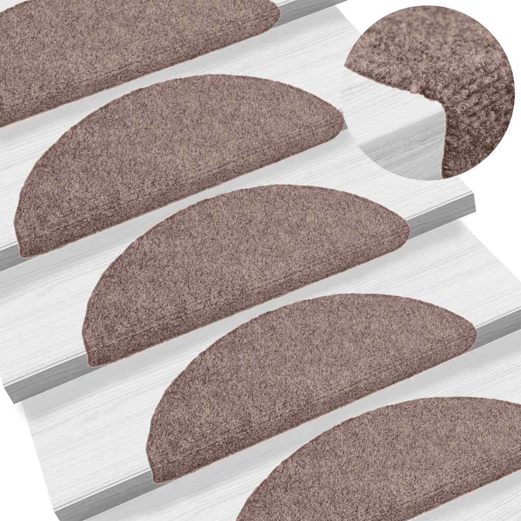 Stair Mats Self-adhesive Half Round 30 pcs in Light Brown