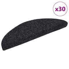 Stair Mats Self-adhesive Half Round 30 pcs in Black