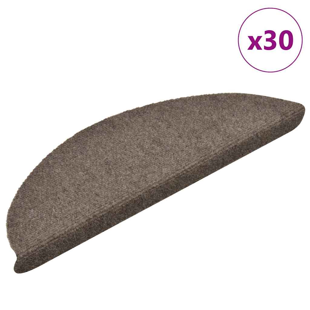 Stair Mats Self-adhesive Half Round 30 pcs in Beige