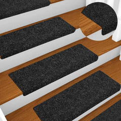 vidaXL Stair Mats Self-adhesive 20 pcs 65x21x4 cm Black Rectangular Edge 5