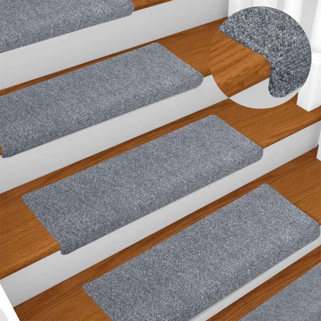 vidaXL Stair Mats Self-adhesive 20 pcs 65x21x4 cm Light Grey Rectangular Edge 1