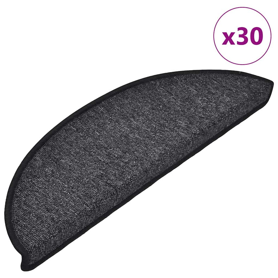 Stair Mats 56x17x3 cm Half Round 30 pcs Anthracite