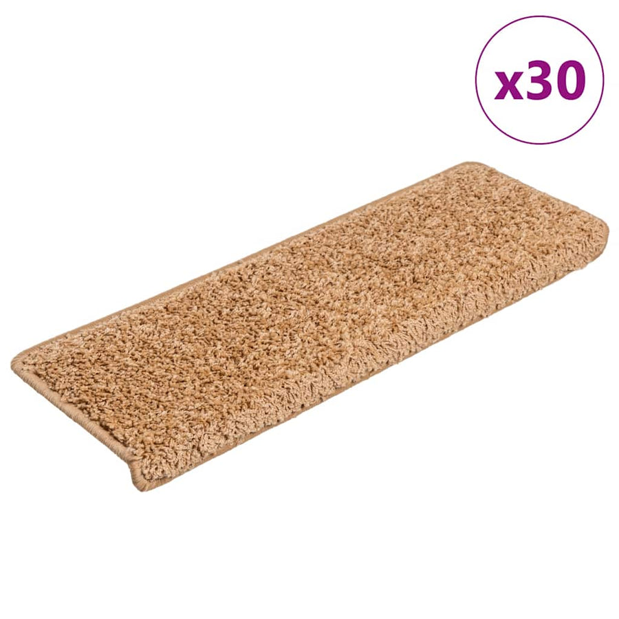 Stair Mats 65x21x4 cm Rectangular Edge 30 pcs Beige