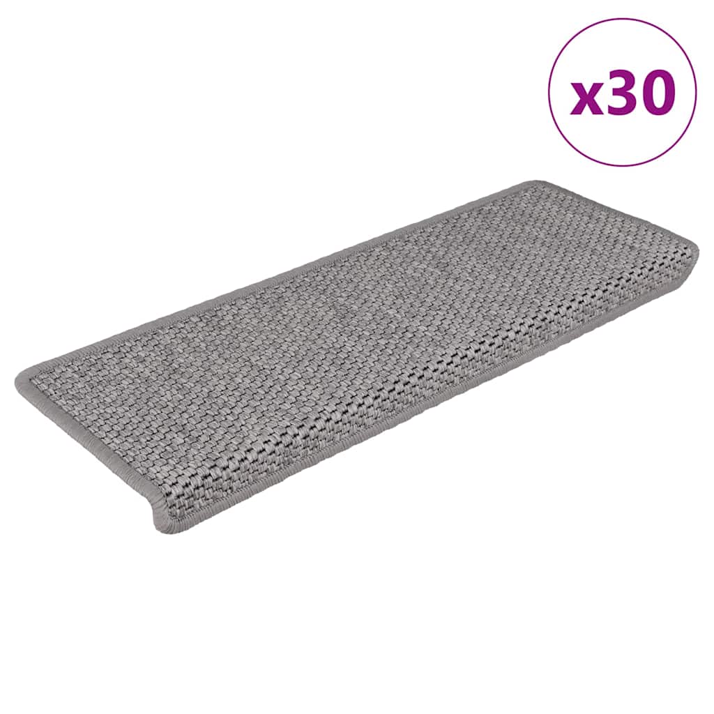 Stair Mats Self-adhesive Sisal-Look 65x21x4 cm 30 pcs Silver