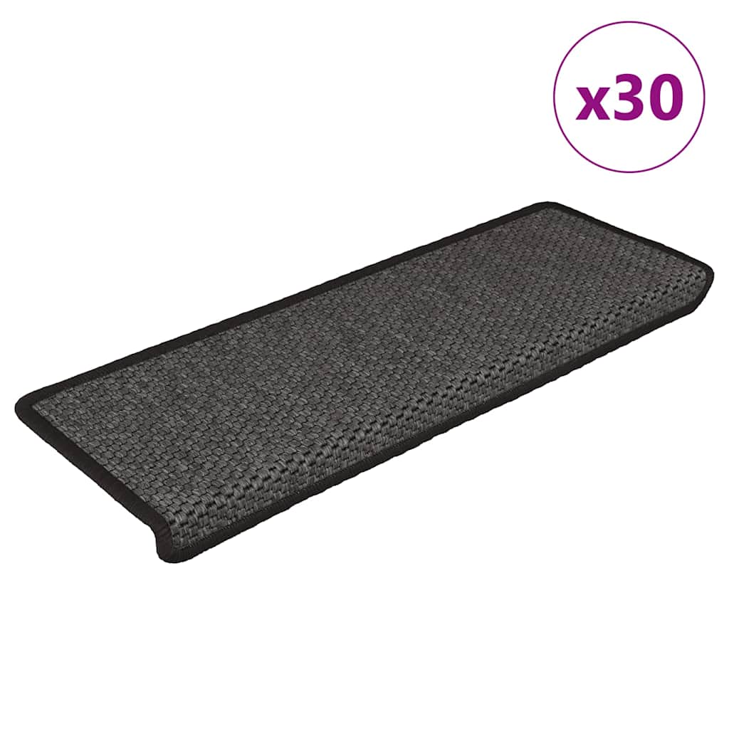 Stair Mats Self-adhesive Sisal-Look 65x21x4 cm 30 pcs Anthracite