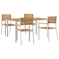 Garden Dining Set 7 pcs and Stainless Steel Solid acacia wood 4 150 cm