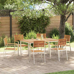 Garden Dining Set 7 pcs and Stainless Steel Solid acacia wood 6 150 cm
