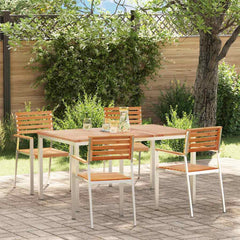 Garden Dining Set 7 pcs and Stainless Steel Solid teak wood 4 150 cm