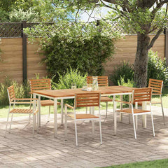 Garden Dining Set 7 pcs and Stainless Steel Solid teak wood 6 200 cm