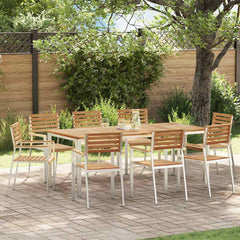 Garden Dining Set 7 pcs and Stainless Steel Solid teak wood 8 200 cm