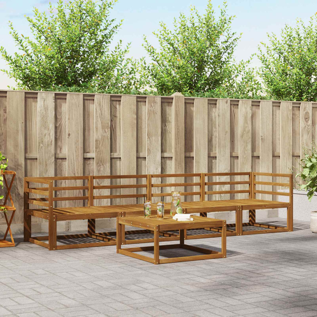 vidaXL Outdoor Sofa Set 5 pcs Natural Solid Acacia Wood 1