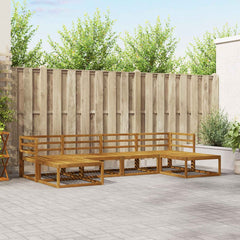 Outdoor Sofa Set 6 pcs 6-Seaters Natural Solid Acacia Wood Horizontal slats