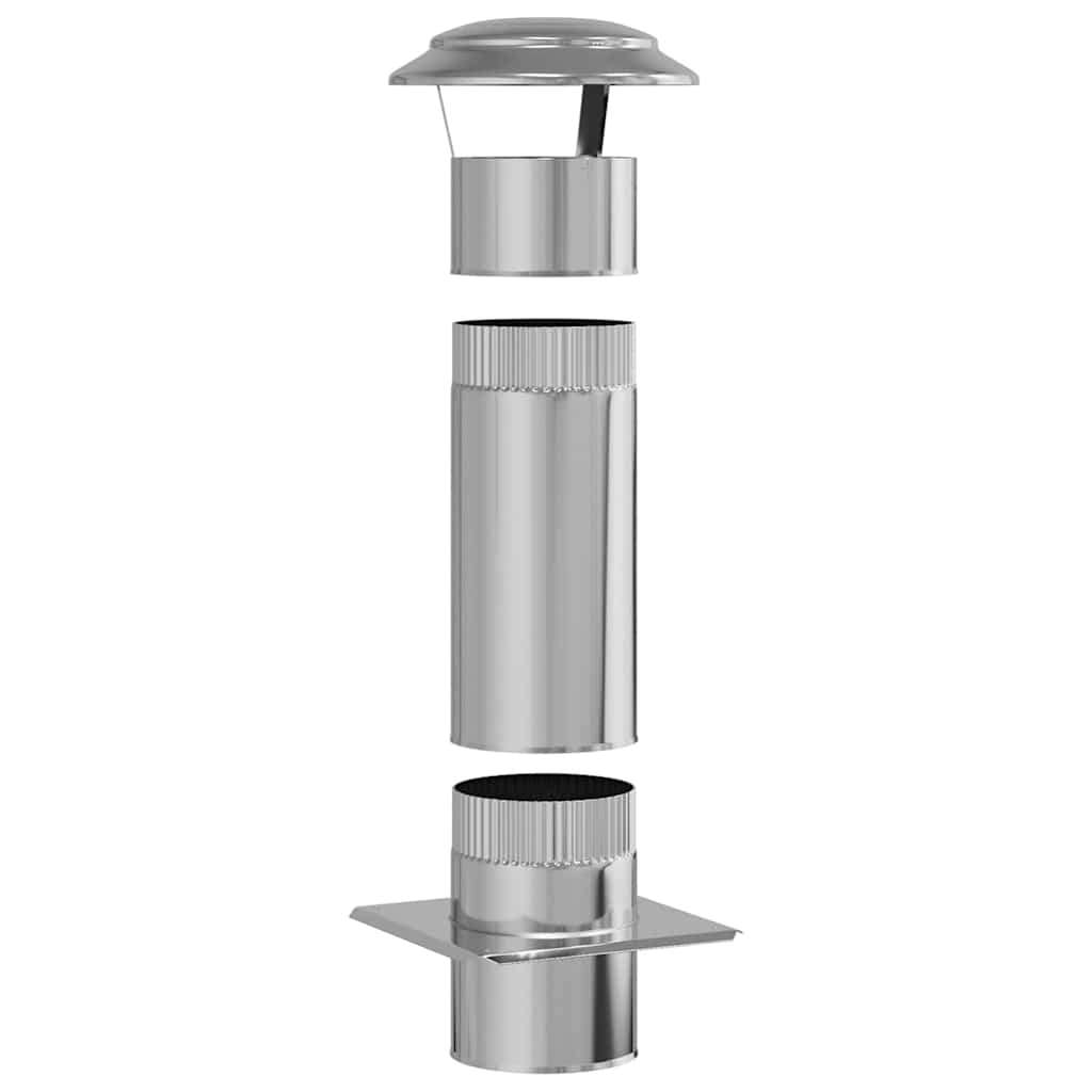 vidaXL Chimney Extension Silver 25 x 25 x 65 cm Stainless Steel 3