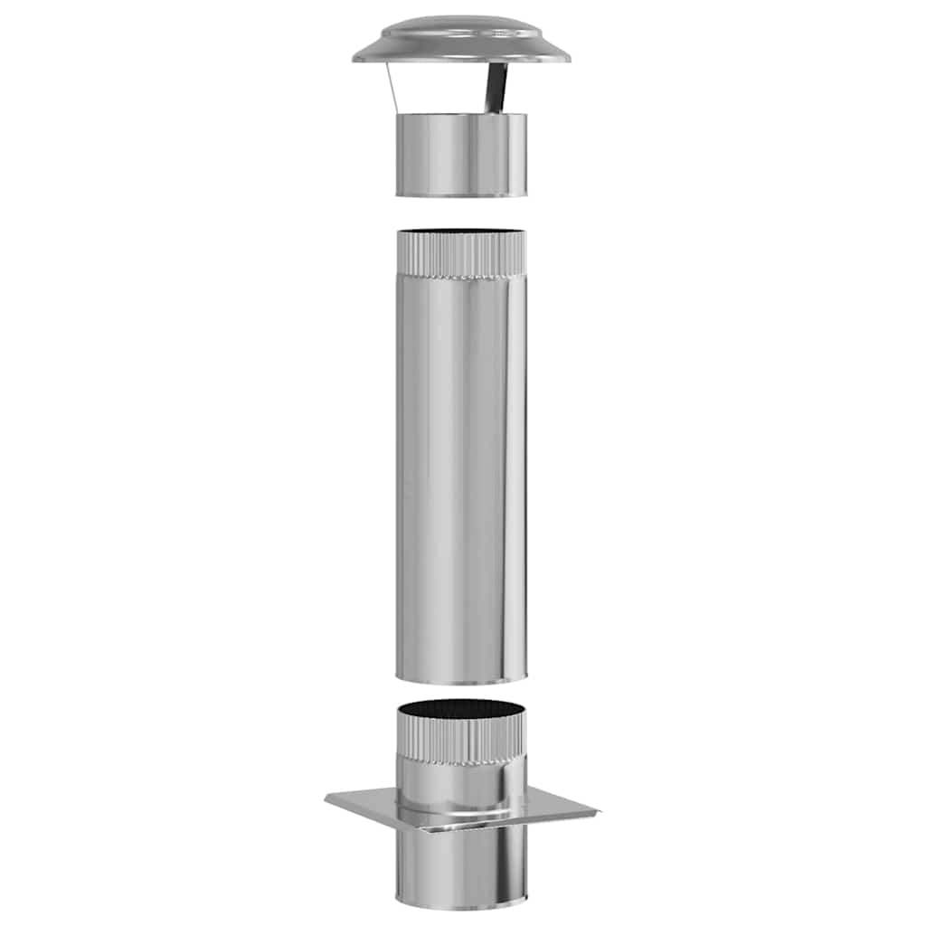 vidaXL Chimney Extension Silver 25 x 25 x 82 cm Stainless Steel 3
