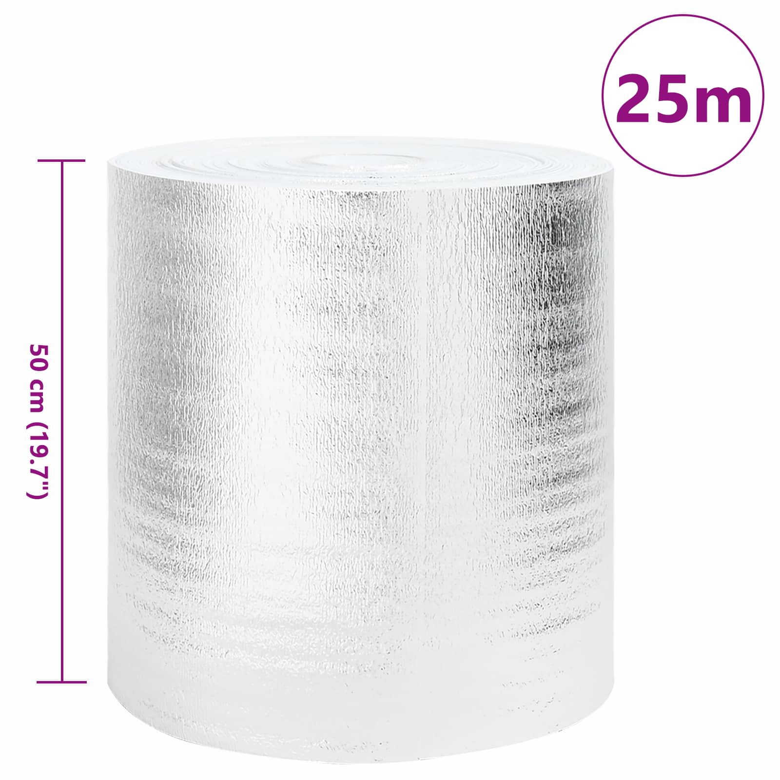 vidaXL Radiator Heat Reflector Silver 25 x 0.5 m Polyethylene 2