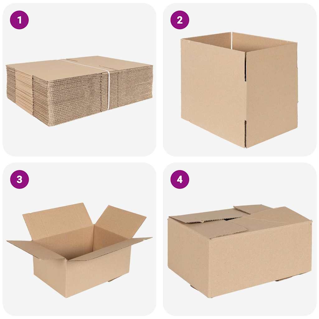 vidaXL Folding Box 50 pcs Natural 30 x 21.5 x 14 cm Cardboard 6