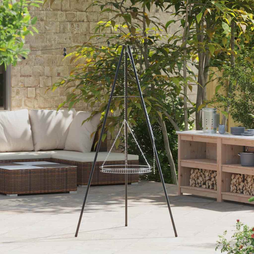 vidaXL Campfire Tripod 2 pcs Black Steel 1