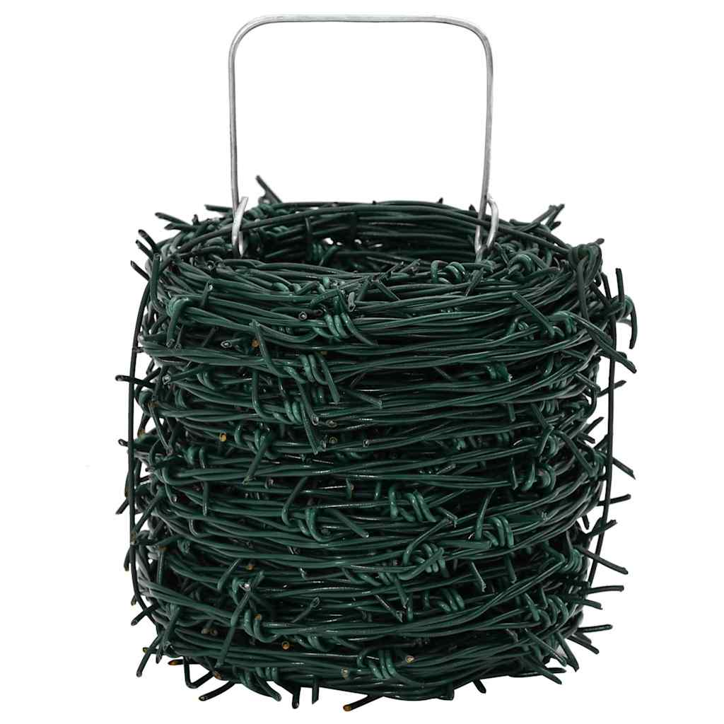 vidaXL Barbed Wire Green 500 m PVC-coated Steel 2