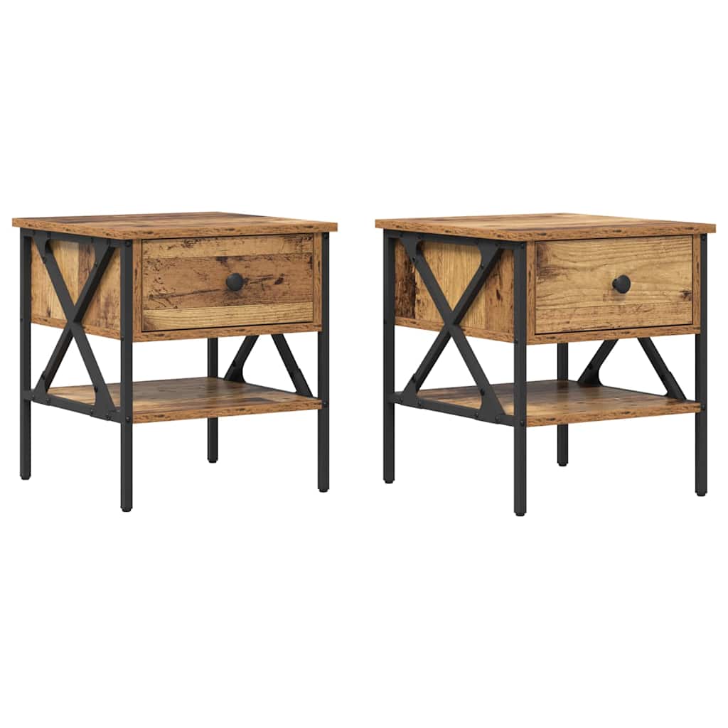 vidaXL Bedside Cabinet 2 pcs Old wood 40 x 42 x 45 cm 2