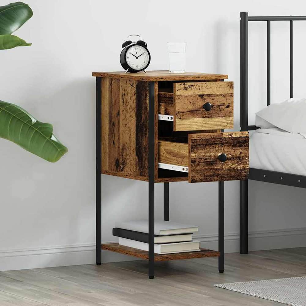 Bedside Cabinet 2 pcs Old Wood Engineered Wood, image 4