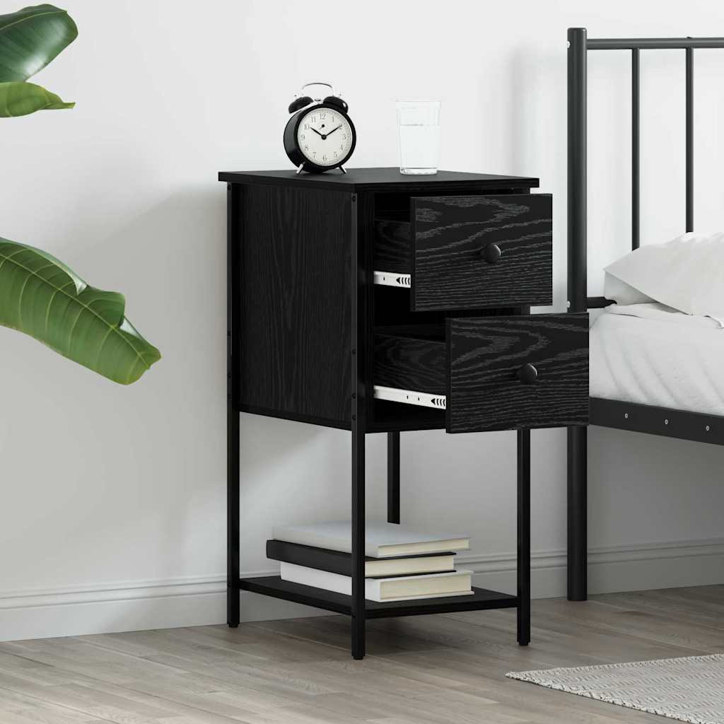 vidaXL Bedside Cabinet Black oak 32 x 42 x 70 cm Engineered wood 4