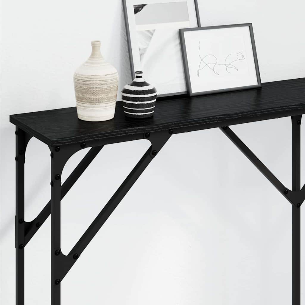 vidaXL Console Table Black oak 140 x 23 x 75 cm 4