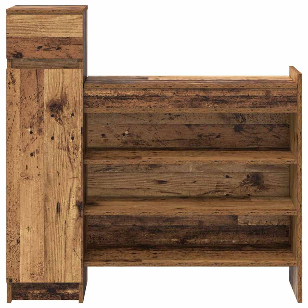 vidaXL Shoe Cabinet 100.5 x 28 x 100 cm Engineered Wood Old Wood 6