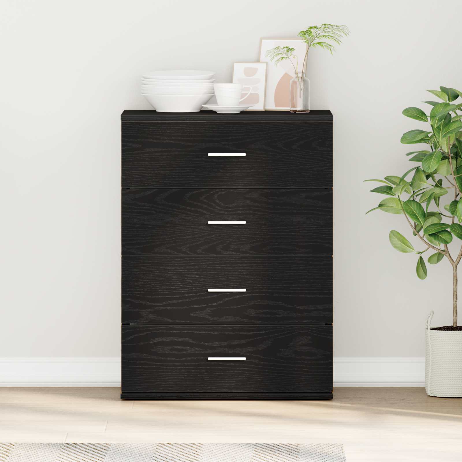 vidaXL Sideboard Black Oak 60 x 39 x 80 cm Engineered Wood 1