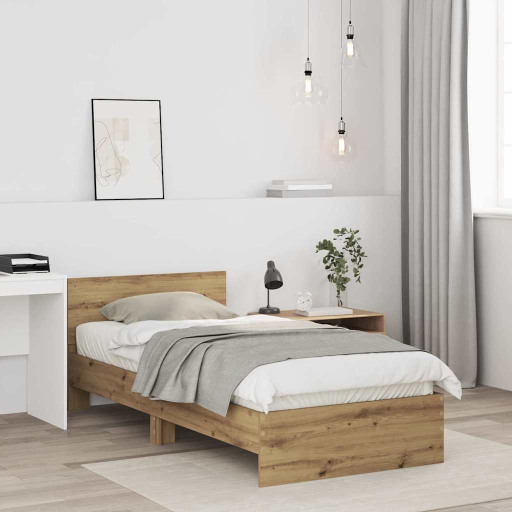 vidaXL Bed Frame with Headboard with Headboard Artisan Oak 75 x 190 cm 3