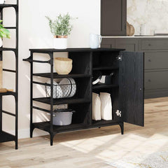 vidaXL Kitchen Trolley Black Oak 87.5 x 39 x 84.5 cm Engineered Wood 4