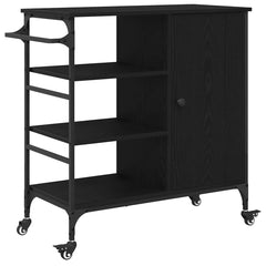 vidaXL Kitchen Trolley Black Oak 87.5 x 39 x 84.5 cm Engineered Wood 2