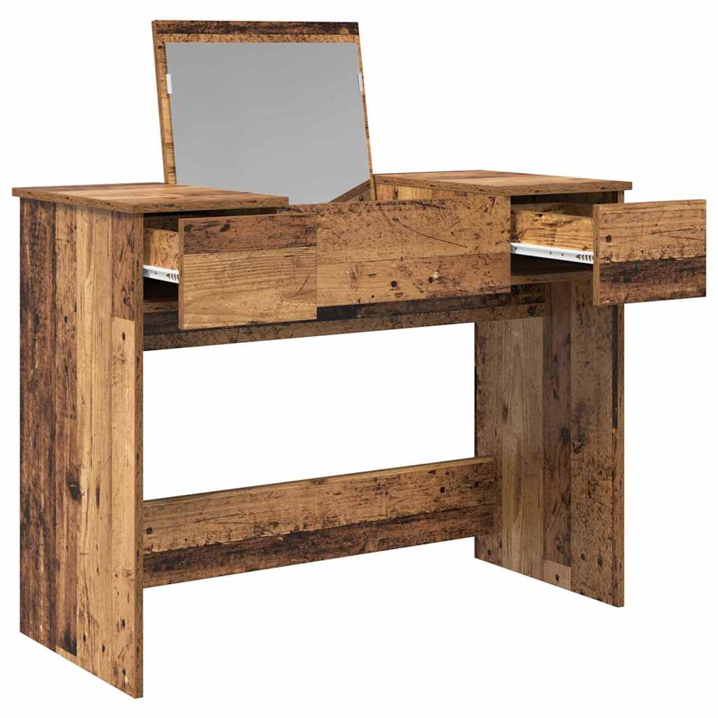 vidaXL Cosmetic Table with Drawer with Mirror Old Wood 100 x 45 x76 cm 6