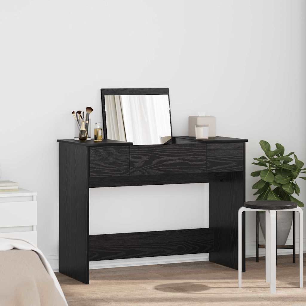 vidaXL Cosmetic Table with Drawer Black Oak 100 x 45 x76 cm 1