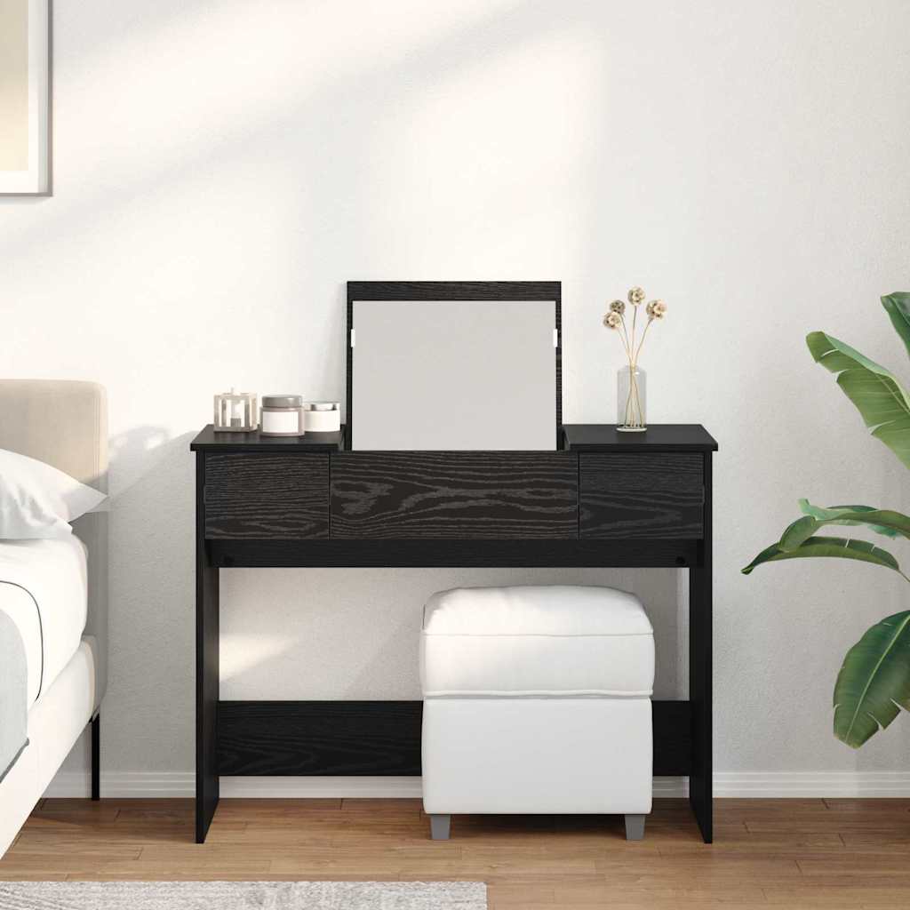 vidaXL Cosmetic Table with Drawer Black Oak 100 x 45 x76 cm 4